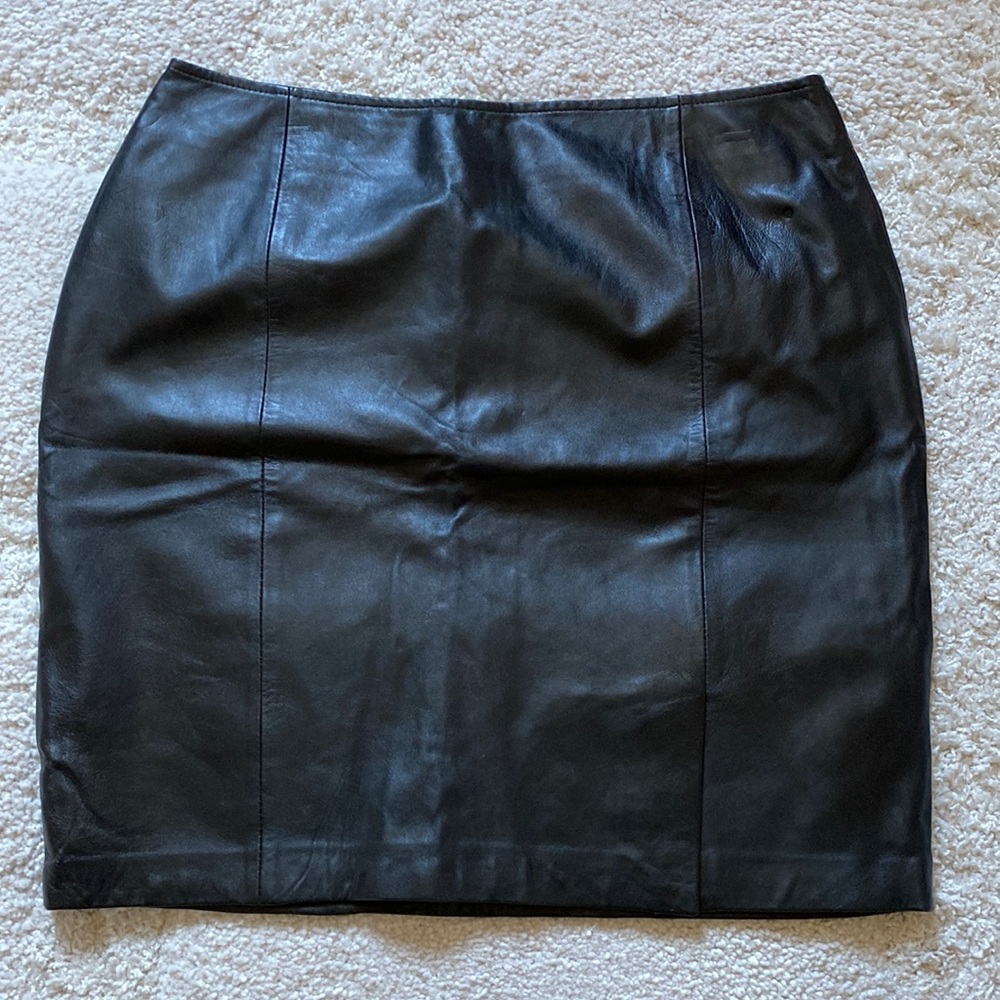 Soft Genuine Lambskin Leather Black Skirt by MODAL  NWOT